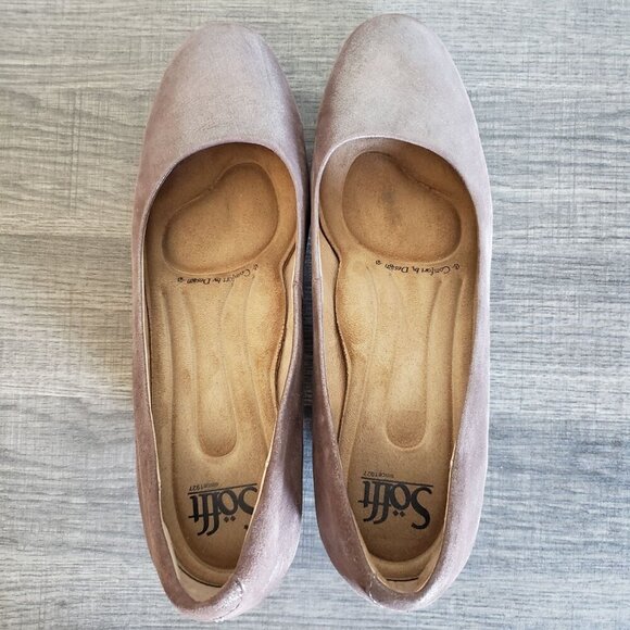 Sofft Lindon Block Heel Leather Pumps Metallic Taupe Women's 7.5 Slip-On Comfort - Picture 5 of 10